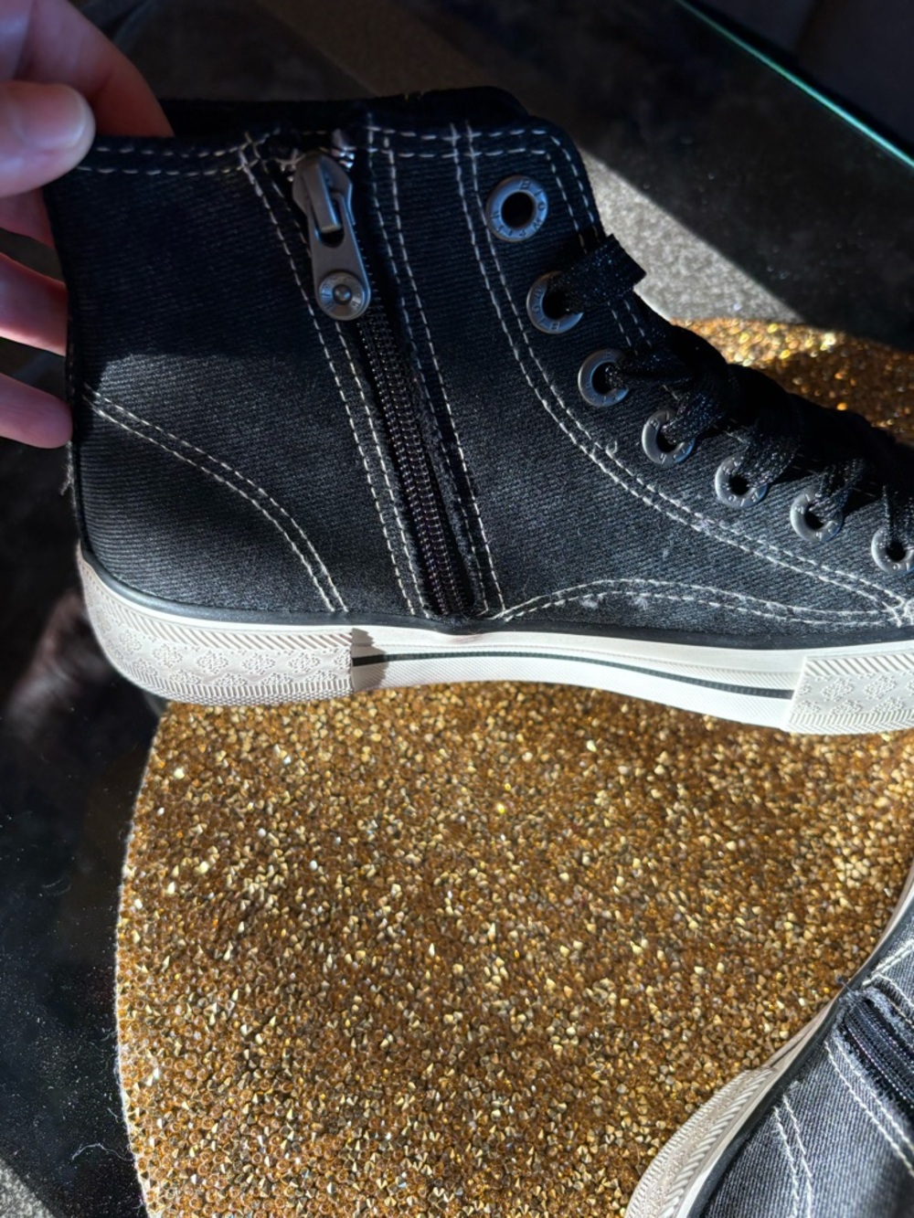 Blowfish Malibu NWT Black Canvas High-Top Sneakers/embellished stones. Size 7 - Picture 6 of 9